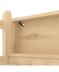 Streamdale Furniture Twin Xl Loft Bed with Storage Shelves, Led Lights, Guardrails, Natural