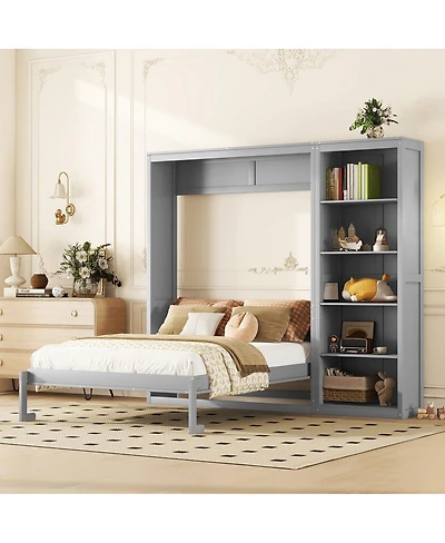 Streamdale Furniture Queen Size Murphy Bed Wall Bed with Shelves