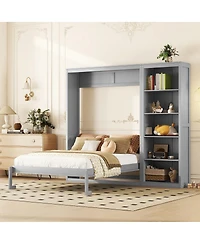 Streamdale Furniture Queen Size Murphy Bed Wall Bed with Shelves