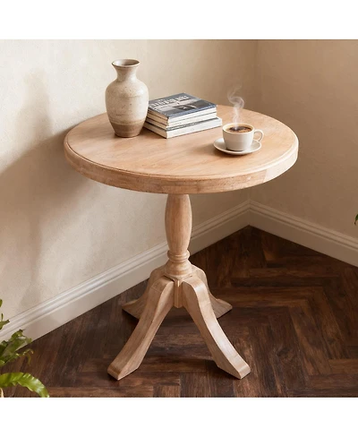 Streamdale 23.6" Round Wooden End Table, 2 Heights Available, Natural