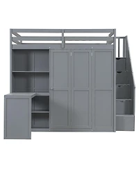 Draft - Streamdale Furniture Full Size Loft Bed with Wardrobe, Desk and Shelves