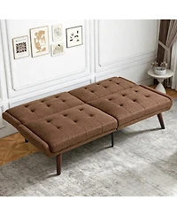 Streamdale Furniture Streamdale Convertible Futon Sofa Bed, 63" Sleeper Couch with Adjustable Backrest, Brown