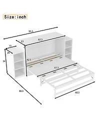 Streamdale Furniture Queen size Murphy bed with storage drawers and shelves. White