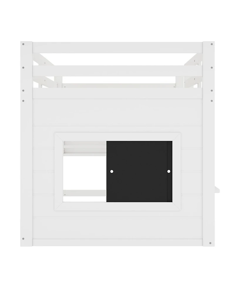 Streamdale Furniture Twin Loft Bed w/ Chalkboard, Bookshelf, Safety Rails