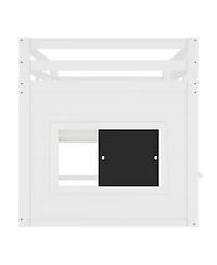 Streamdale Furniture Twin Loft Bed w/ Chalkboard, Bookshelf, Safety Rails