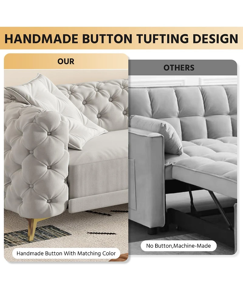 Streamdale Furniture 3-in-1 Convertible Sleeper Sofa, 28.4" Deep Seat Pull Out Sofa Bed