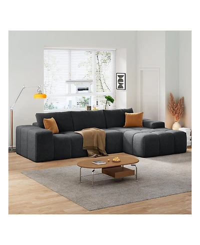 Streamdale Furniture L-shaped modular sofa, no assembly, deep seat, 3 cushions, soft fabric upholstery
