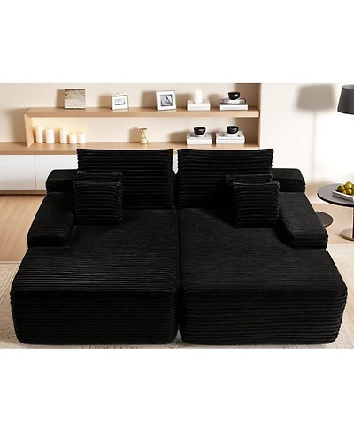 Streamdale Furniture 81" Cloud Sectional Couch, L-Shape Chaise with Deep Seat, Black