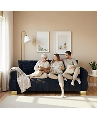 Streamdale Furniture Luxurious Velvet Sofa with Golden Metal Legs