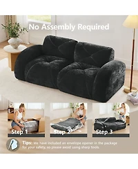 Streamdale Furniture 2-Seater Tufted Sofa Couch, Velvet Fabric, No Assembly, Black