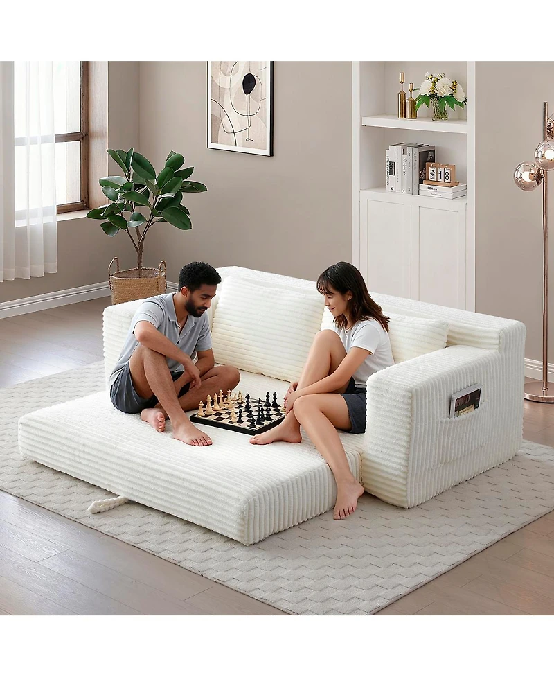 Streamdale Furniture Memory Foam Cloud Loveseat Sofa, 2-in-1 Convertible Folding Couch Bed