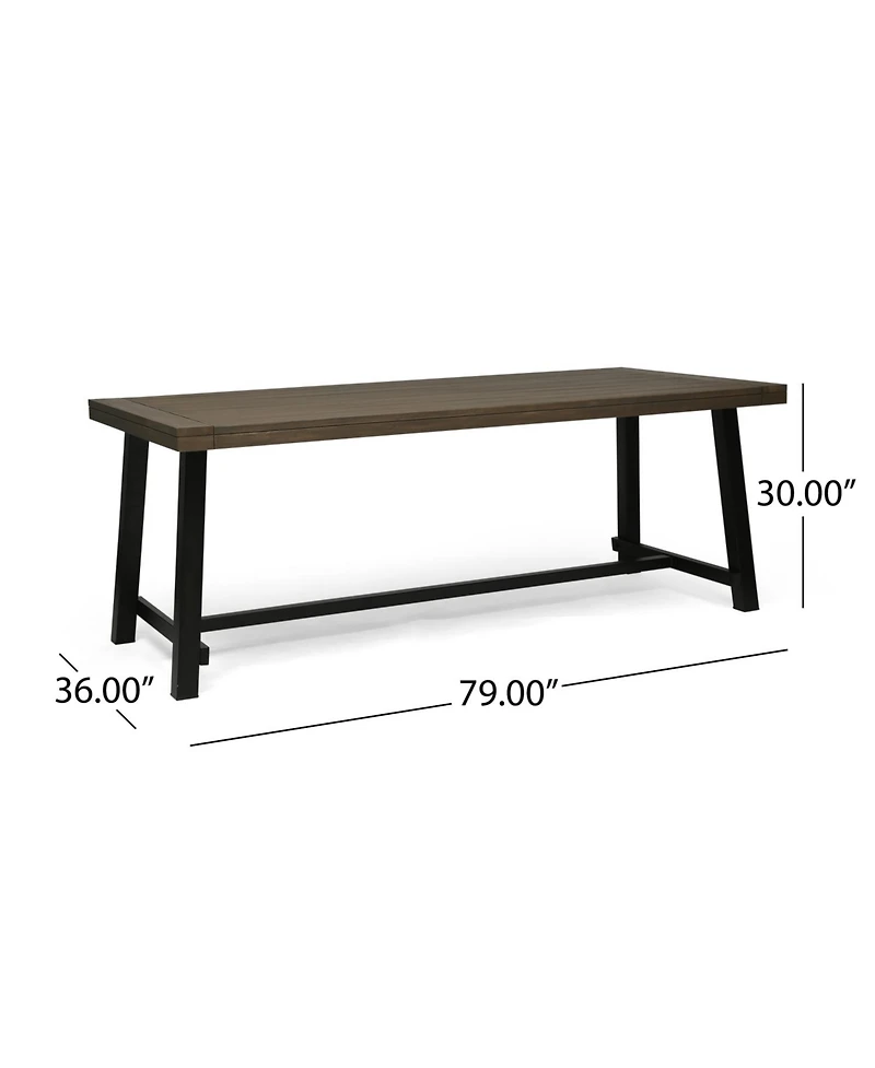 Simplie Fun Modern Industrial Acacia Wood Outdoor Dining Table Weather-Resistant