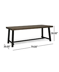 Simplie Fun Modern Industrial Acacia Wood Outdoor Dining Table Weather-Resistant