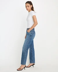 Good American Women's Icon Straight Crop Cultivated Pearl Jeans