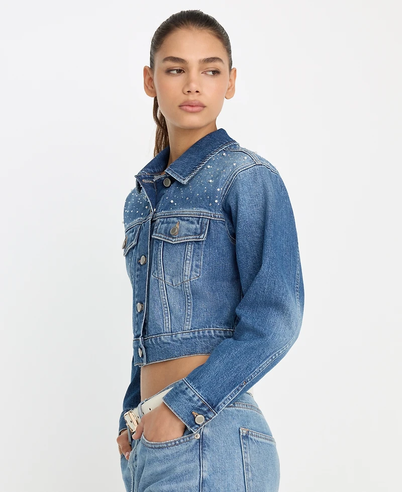 Good American Women's Essential Crop Denim Jacket