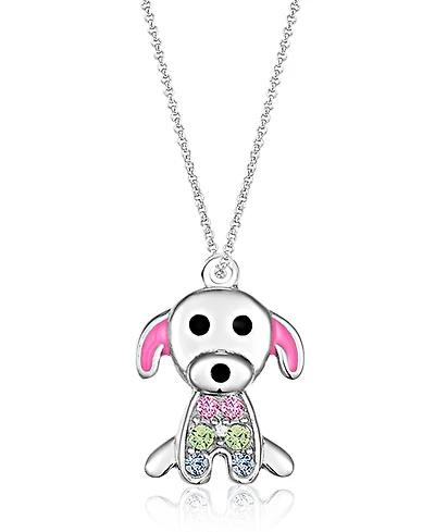 Chanteur Girls /Girl/Dog Crystal White Gold Palladium Plating Necklace