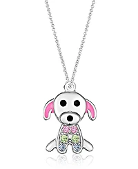 Chanteur Girls /Girl/Dog Crystal White Gold Palladium Plating Necklace