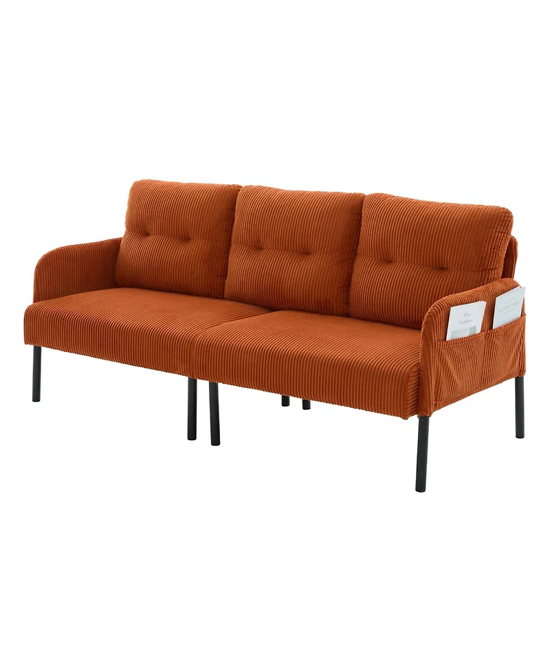 Streamdale Furniture Oversized Corduroy Loveseat Sofa with Metal Legs and Side Pockets