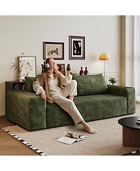 Streamdale Furniture 71" 3-Seater Corduroy Sofa, Deep Seat, Comfy Loveseat, No Assembly, Green