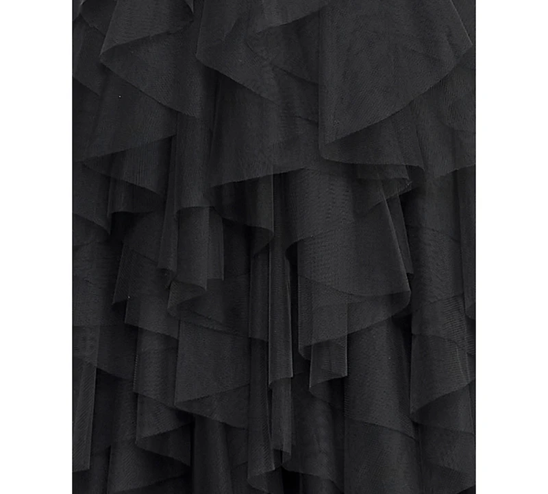 City Studios Juniors' Sweetheart-Neck Ruffled Cascade Gown