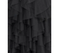City Studios Juniors' Sweetheart-Neck Ruffled Cascade Gown