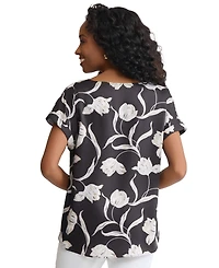 Jones New York Petite Printed Crewneck Top