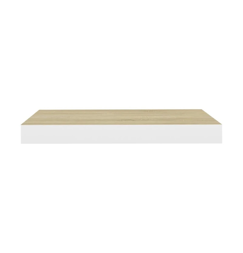 vidaXL Floating Wall Shelf Oak and White 19.7"x9.1"x1.5" Mdf