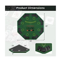 Hongge Folding Poker Table Top for 8 Players with Felt Surface Cup Holders and Chip Trays