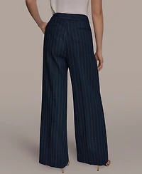 Donna Karan New York Women's Pinstripe High-Waist Wide Leg Pants