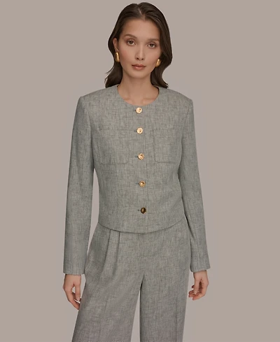 Donna Karan New York Women's Button-Front Cropped Jacket