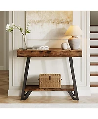Tribesigns 41-Inch Console Table with Geometric Metal Frame, 2-Tier Entryway Tables with Storage Shelves, Industrial Hallway Sofa Table