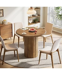 Tribesigns 31.5-Inch Round Dining Table for 2-4 People, Small Kitchen Table with Sturdy Base for Dining Room, Living Room (Only Table)