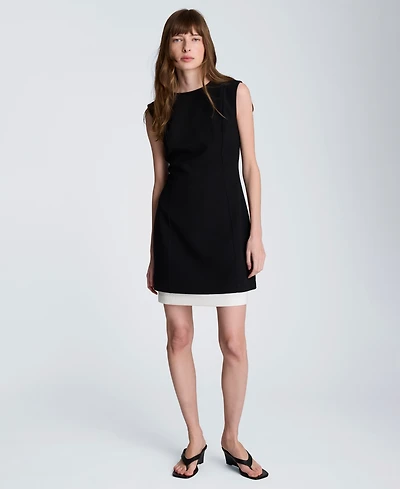 Kenneth Cole Women's Color Blocked Hem Boat Neck Dress