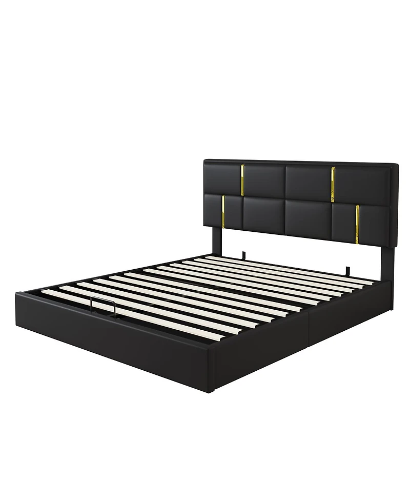 Streamdale Furniture Upholstered Platform Bed with Hydraulic Storage