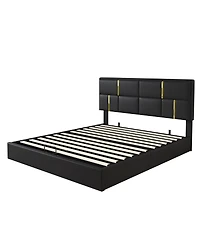Streamdale Furniture Upholstered Platform Bed with Hydraulic Storage