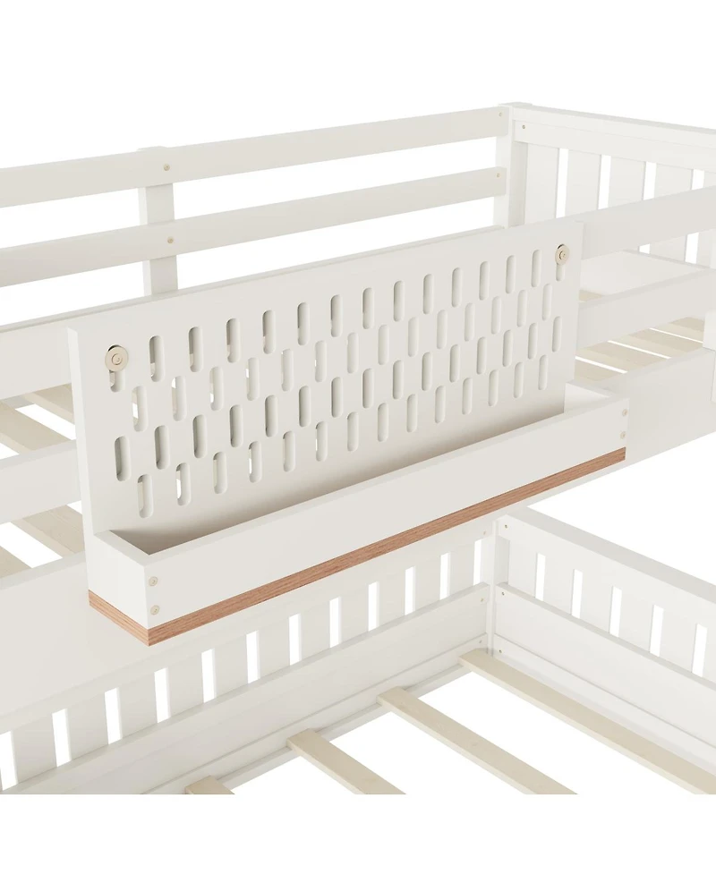 Streamdale Furniture Twin Xl over Queen Bunk Bed with Ladder, Guardrails, Pegboard & Bookshelf