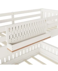 Streamdale Furniture Twin Xl over Queen Bunk Bed with Ladder, Guardrails, Pegboard & Bookshelf