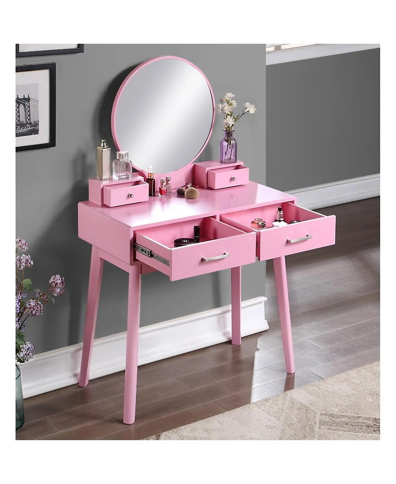 Streamdale Furniture Liannon Contemporary Wood Vanity and Stool Set