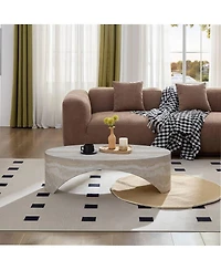 Streamdale Furniture The oval natural marble coffee table side table in the living room
