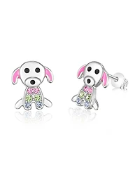 Chanteur/Girl/Dog Multi-color Crystal White Gold Palladium Plating Screwstud Earring