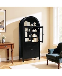 Streamdale Furniture Dome Cabinet, Black, high-quality materials, antique craftsmanship, large storage