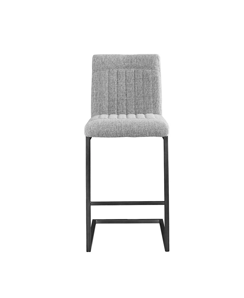 Streamdale Furniture Bar Stool – Light Gray Fabric Chair with Black Metal Frame (2 Sets)