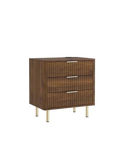 Streamdale Furniture Modern Wood Nightstand with Charging Station & Storage