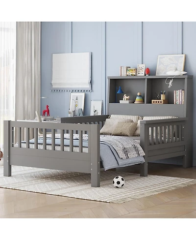 Streamdale Furniture Twin Storage Platform Bed with Headboard & Pull-Out