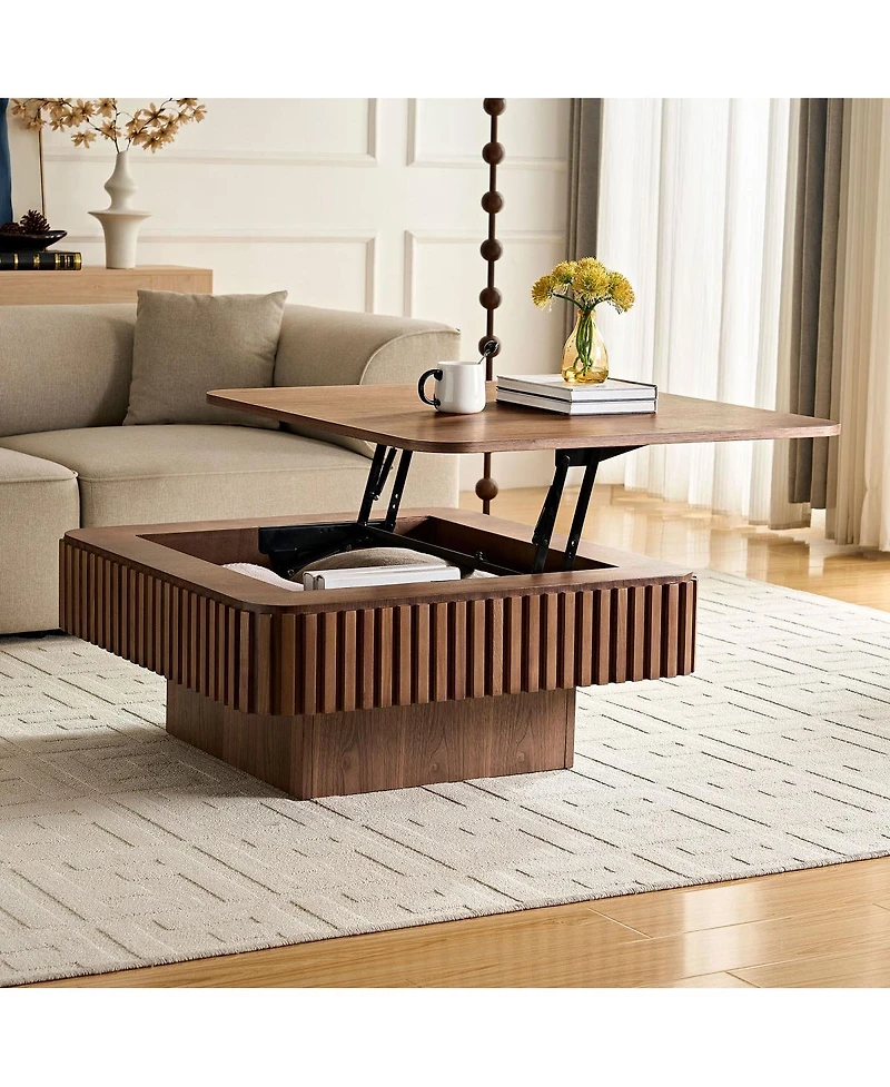 Streamdale Furniture Modern Handcraft Drum Coffee Table with Hidden Storage