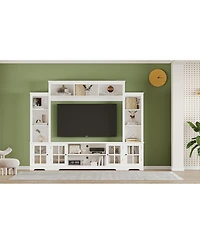 Streamdale Furniture Wall Unit Tv Stand with Storage & Bookshelves for TVs up to 65", White, 100"W