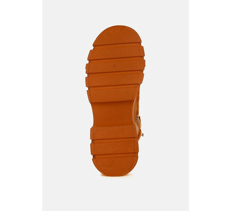 Wellerman Faux Fur Detail Chunky Hiker Boots