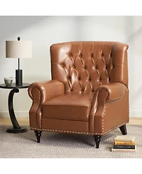 Streamdale Furniture Classic Style Light Brown Pu Push Back Chair