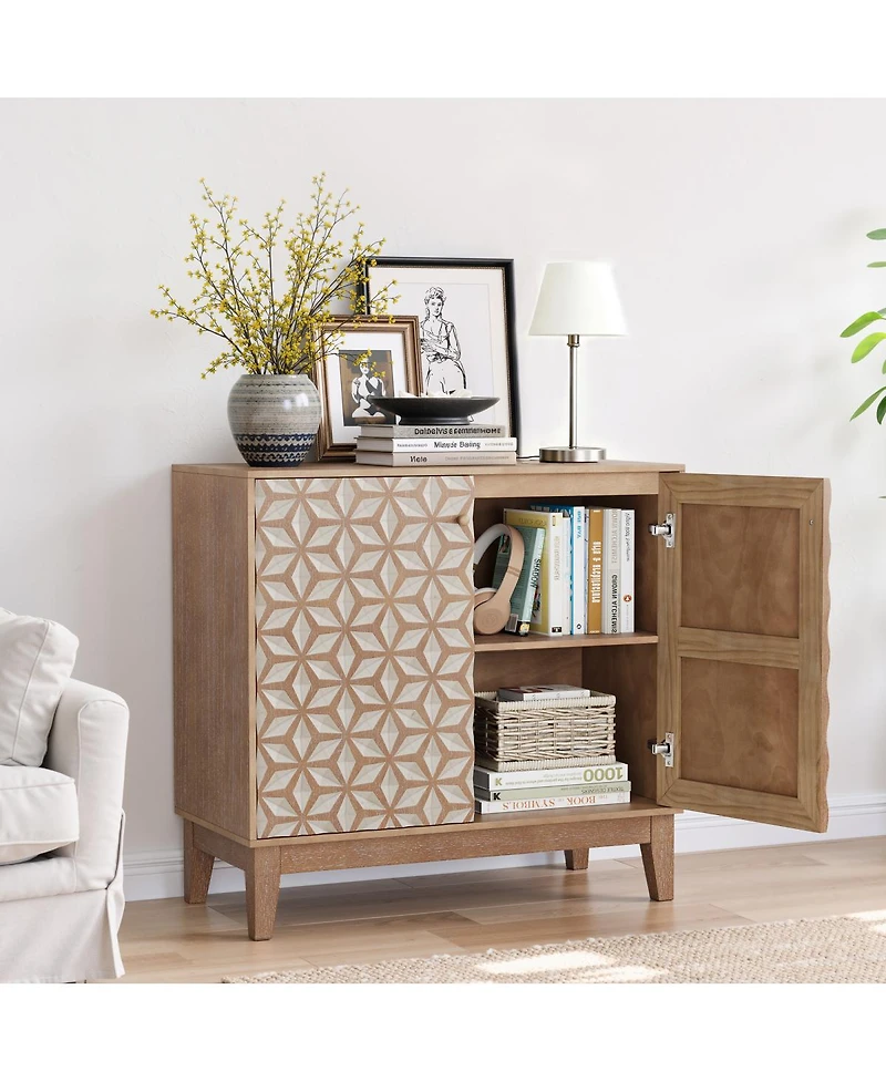 Streamdale Furniture 31.5-inch geometric sideboard with 2 doors and adjustable shelves.