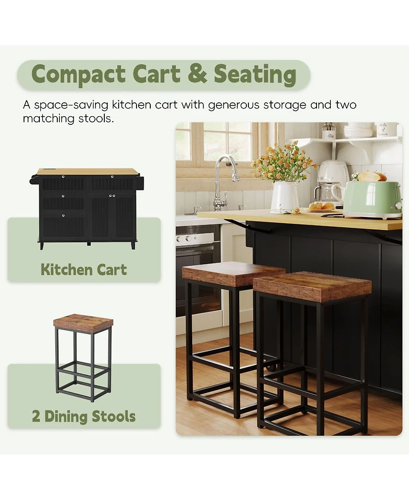 Streamdale Furniture Farmhouse Kitchen Island with Drop Leaf, Storage